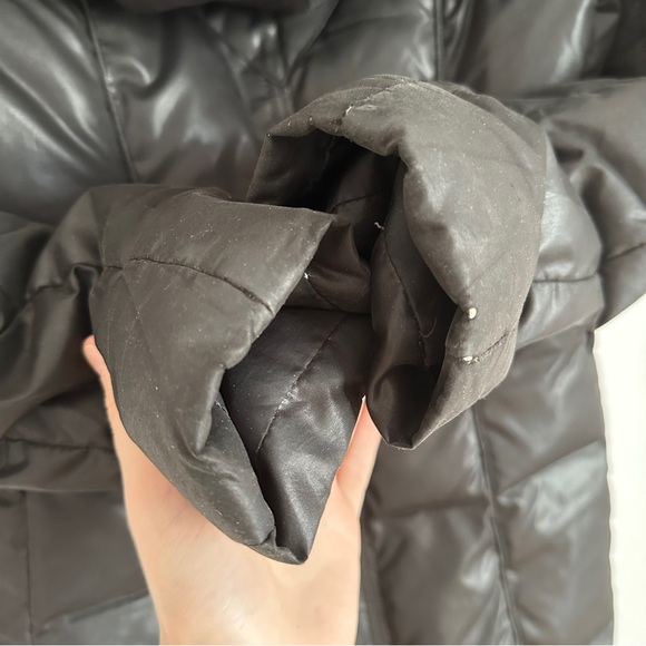 RUDSAK WINTER JACKET COAT Down Insulated Black Leather Trim Raccoon Fur Puffer S - Picture 12 of 12